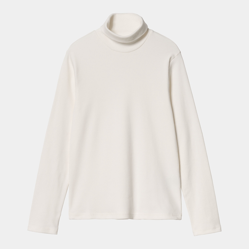 White Women Carhartt Signature Mockneck T-Shirt | EUP-157390