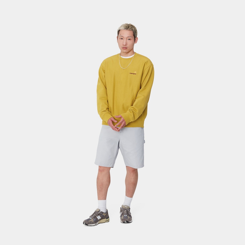 Yellow Men Carhartt American Script Sweatshirt | DIA-327860