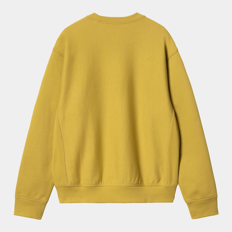 Yellow Men Carhartt American Script Sweatshirt | DIA-327860