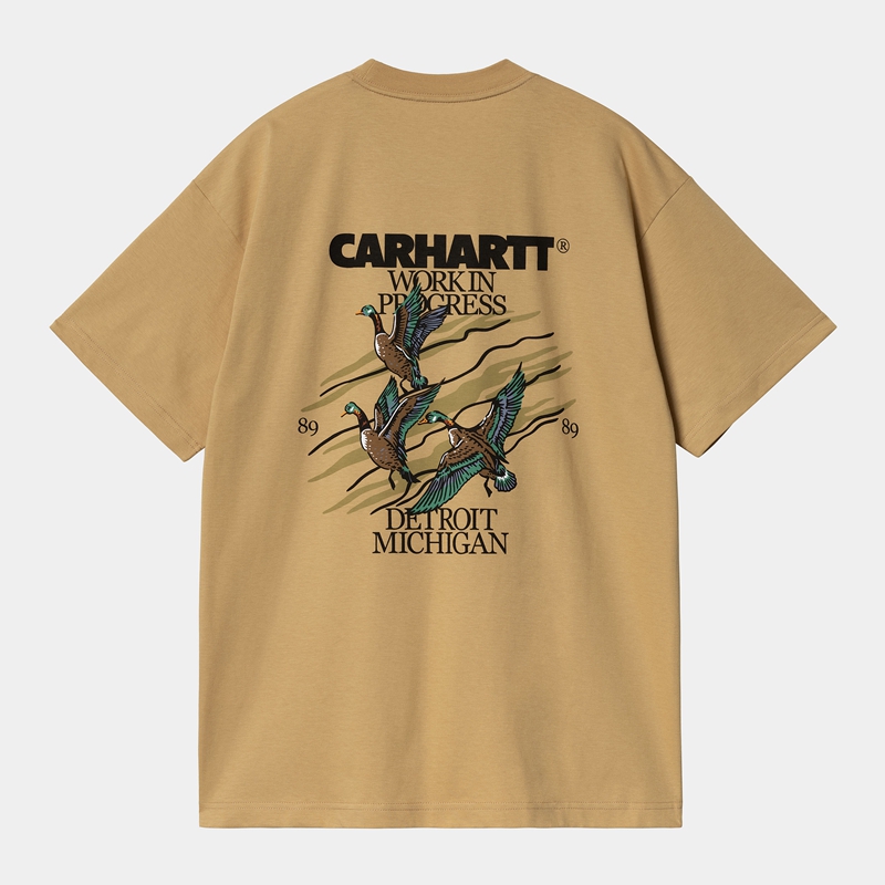 Yellow Men Carhartt Ducks T-Shirt | LPK-049615