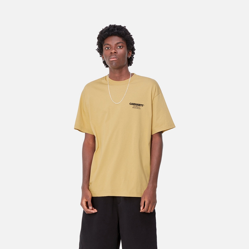 Yellow Men Carhartt Ducks T-Shirt | LPK-049615