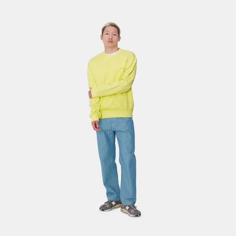 Yellow Men Carhartt Duster Script Sweatshirt | BDK-758046