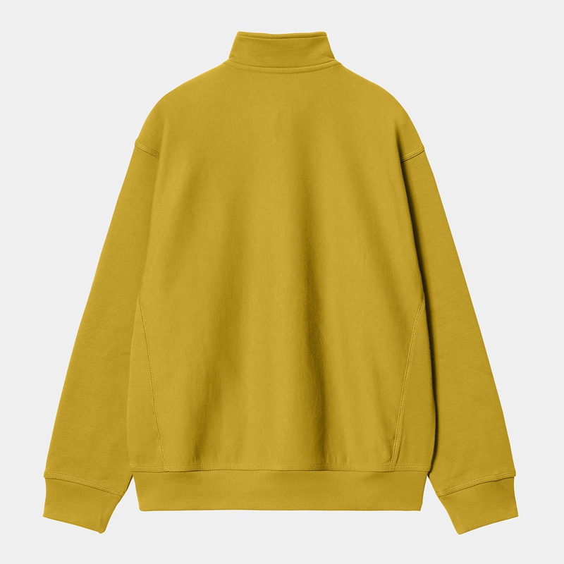 Yellow Men Carhartt Half Zip American Script Sweatshirt | MRT-725613