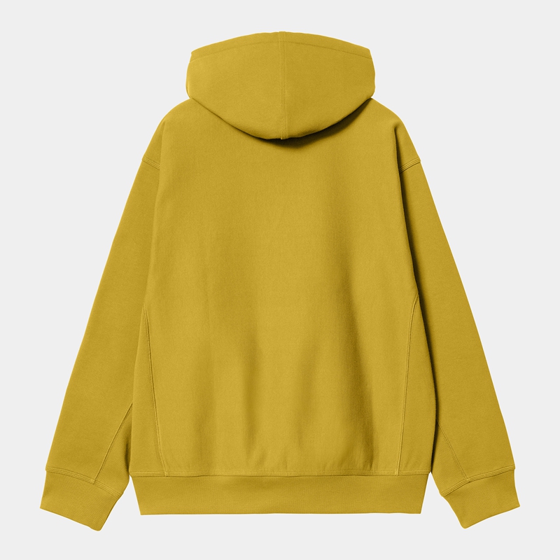 Yellow Men Carhartt Hooded American Script Hoodie | BPQ-130956