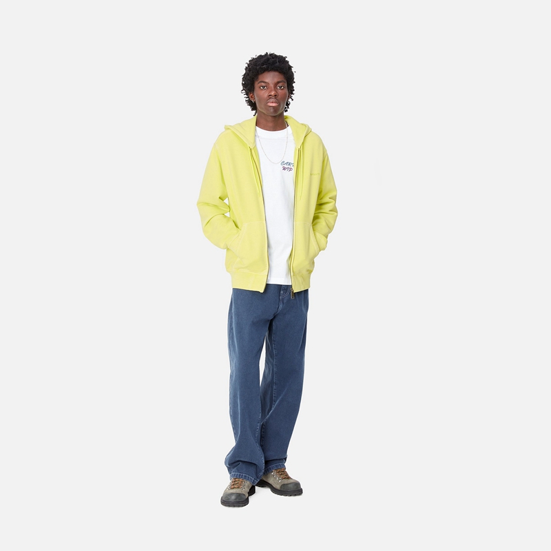 Yellow Men Carhartt Hooded Duster Script Jackets | TFG-709546