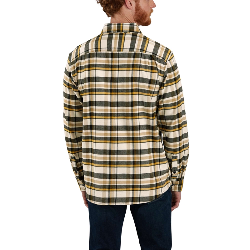 Yellow Men Carhartt Rugged Flex® Relaxed Fit Midweight Flannel Long-Sleeve Plaid Shirts | QPZ-946732