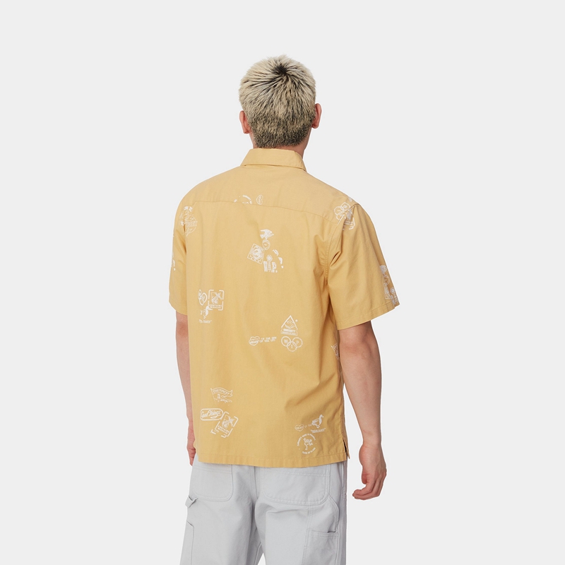 Yellow Men Carhartt Stamp Shirts | SDO-354781