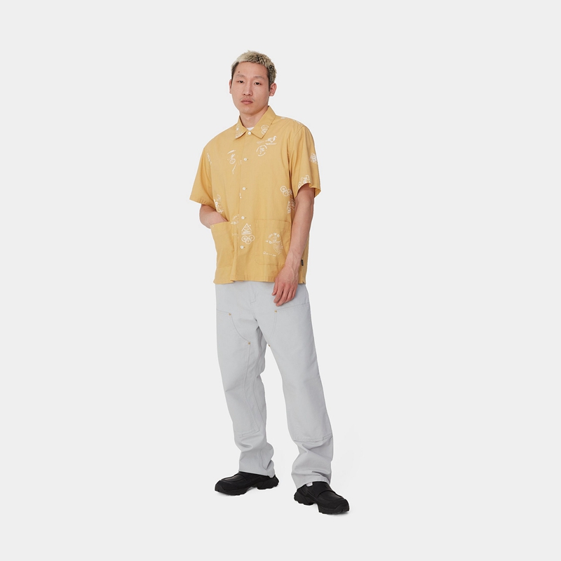 Yellow Men Carhartt Stamp Shirts | SDO-354781