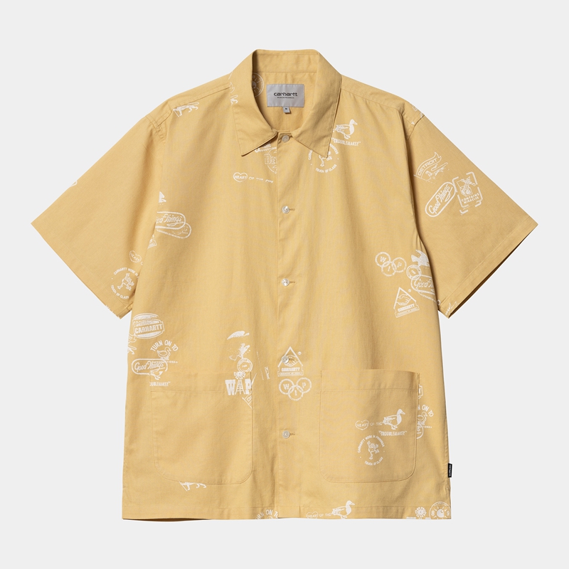 Yellow Men Carhartt Stamp Shirts | SDO-354781