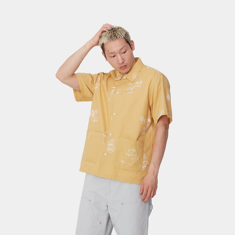 Yellow Men Carhartt Stamp Shirts | SDO-354781