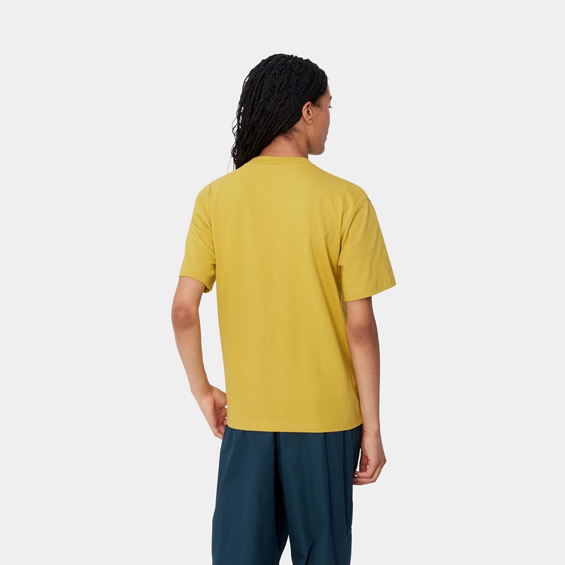 Yellow Women Carhartt American Script T-Shirt | NYS-863420