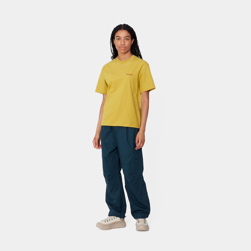 Yellow Women Carhartt American Script T-Shirt | NYS-863420