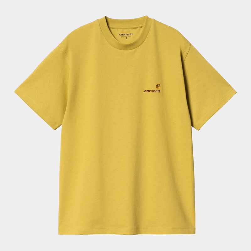 Yellow Women Carhartt American Script T-Shirt | NYS-863420