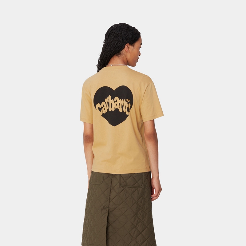 Yellow Women Carhartt Amour T-Shirt | YRA-320857